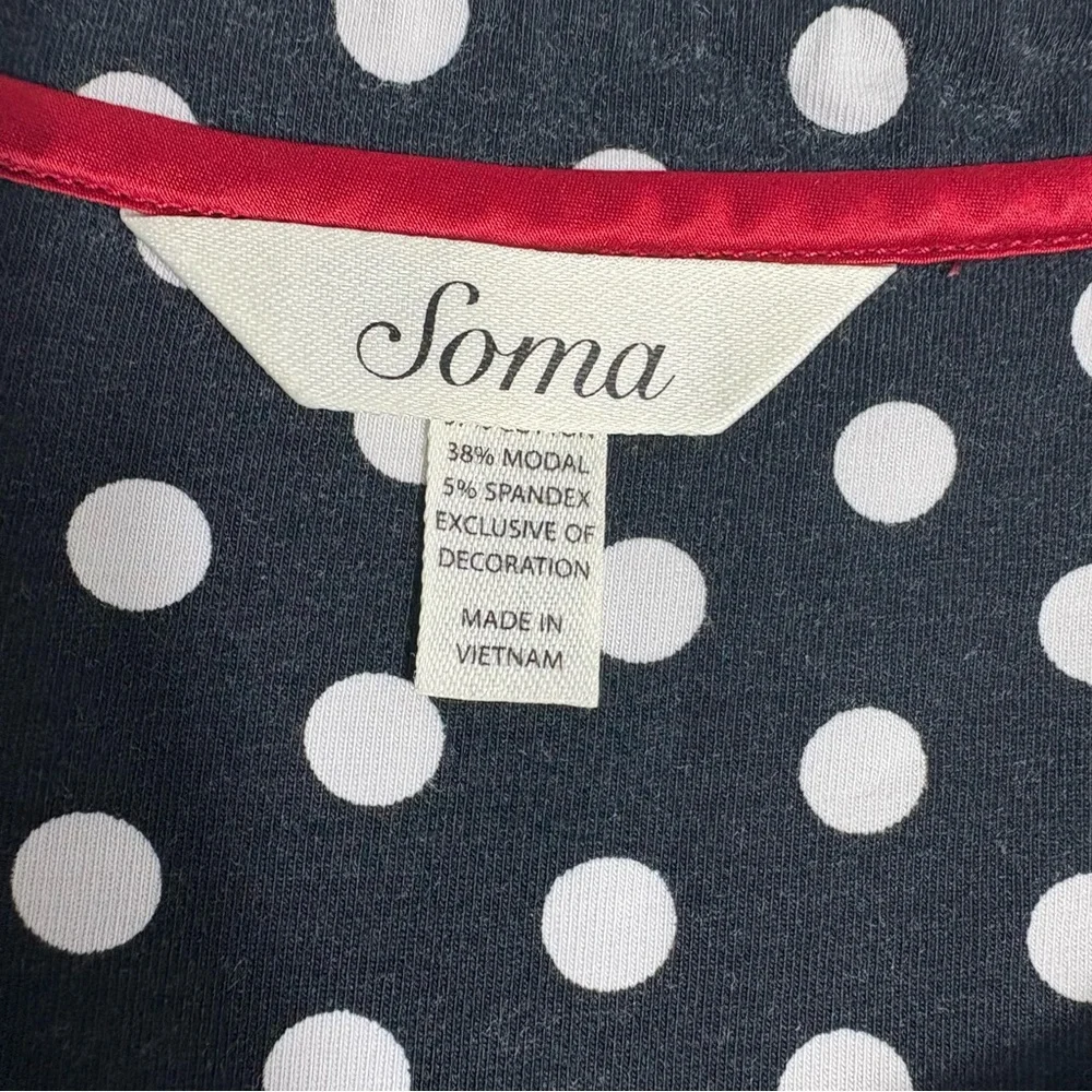 SOMA Polka Dot Night Dress in Black/White/Red Size Large— SUPER COMFORTABLE!!!